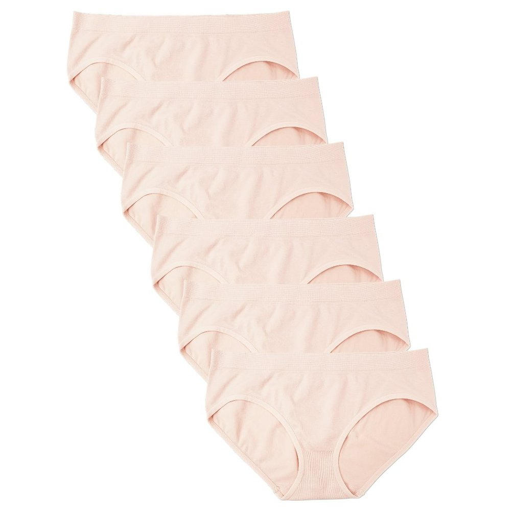 6 Pack Women's Nylon Spandex Hipster Brief Underwear A11 Ivory Blush New NWB